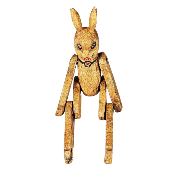 Handmade | Accents | Vintage Hand Carved Wood Primitive Bunny Rabbit ...
